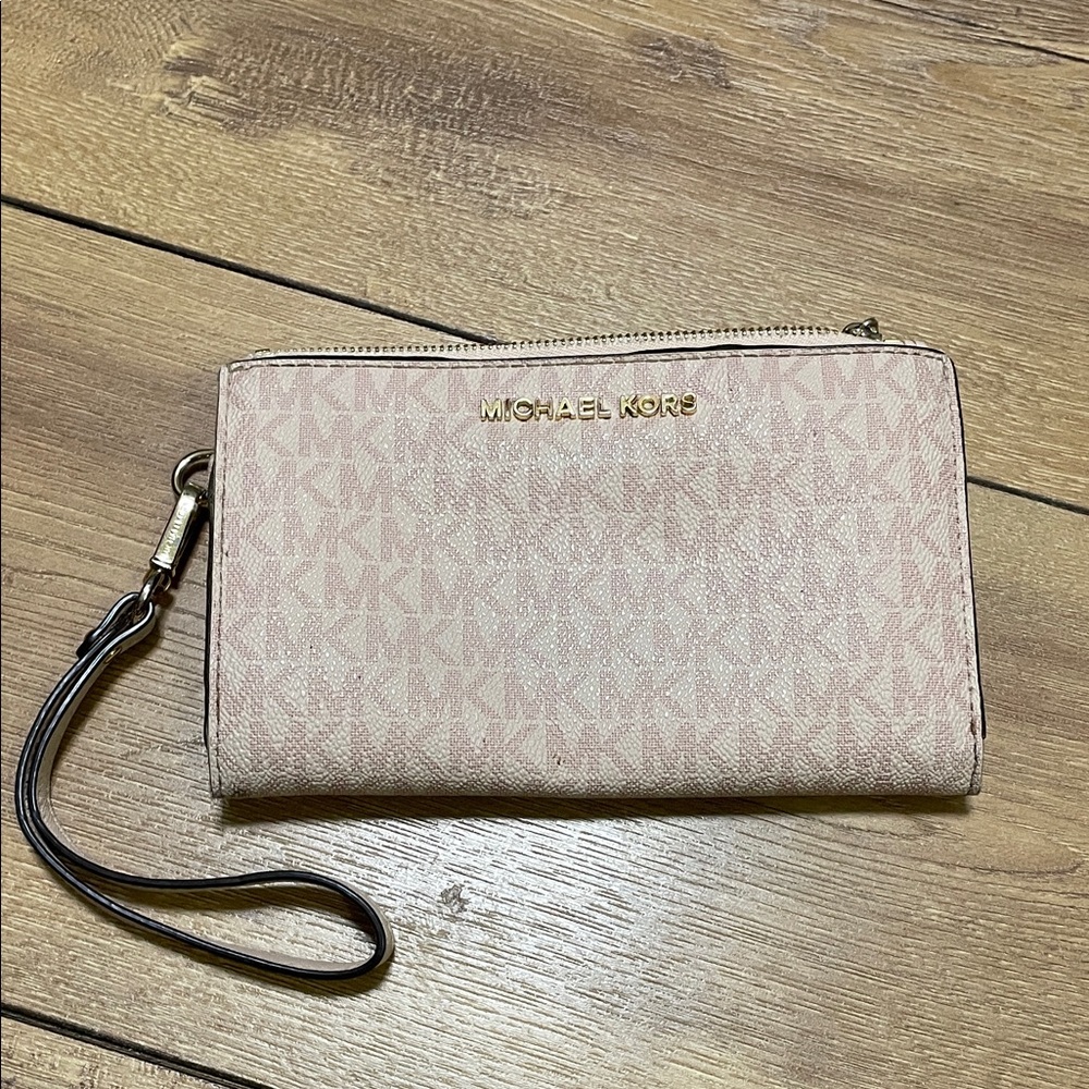Michael Kors Beige Monogram Wristlet